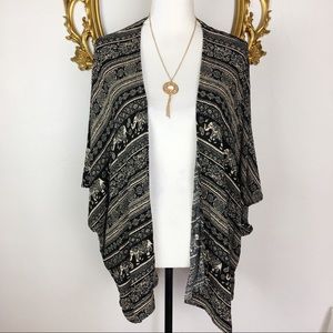 Forever 21 Black Print Boho Style Kimono Size 0X